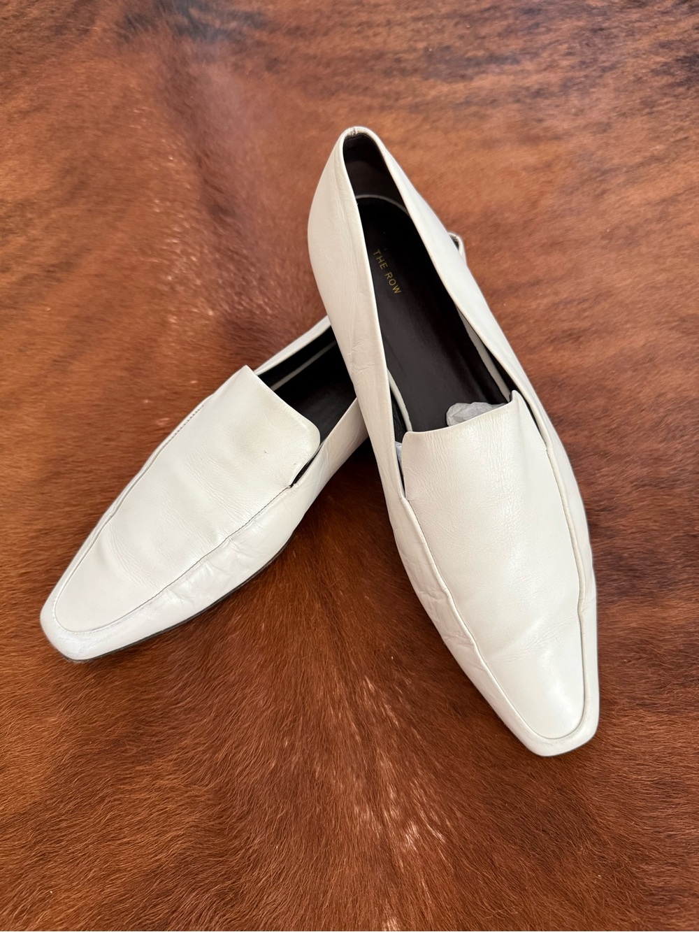 The Row Women's Cream Leather Loafers